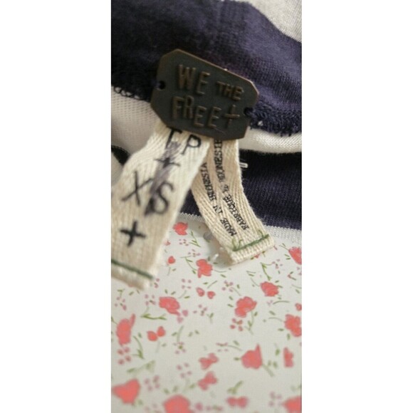 We The Free Plus Babydoll Top Women's Blue Striped Mod 100% Cotton  NEW - Picture 6 of 7